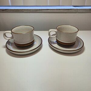 Vintage Denby "Potters Wheel" - Cup and Saucer - Set of Two (2)